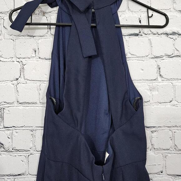2/$50 After Six Midnight Crepe Halter Dress w/ Tie Neck 6827 Size 10R - Picture 6 of 9